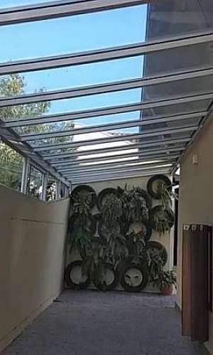 telhado de vidro temperado